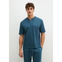 Marc O'Polo Pyjamaoberteil Mix N Match Interlock (3er Pack) mit Rundhalsausschnitt, kleiner Knopfleiste und kurzem Arm