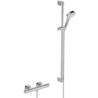 Ideal Standard Ceratherm T 25N Eco Brausekombination A8516AA mit Brausethermostat, Brausestange 90cm, 2 Funktion-Handbrause, 6l, chrom
