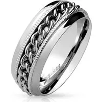 BUNGSA Fingerring 57 (18.1) Bungsa SPINNER RING Edelstahl silber - Ring KETTE (Ring, 1-tlg), Damen Herren