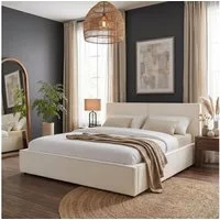 IDIMEX Polsterbett CALM, Doppelbett 160x200 cm in Leinenoptik mit Lattenrost Polsterbett Cremew