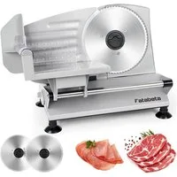 FATABETA Allesschneider Elektrischer Allesschneider, Verstellbare Küchenmaschine 0 bis 15mm, 150,00 W, 2 Klingen, Geeignet für Wurst, Brot, Schinken, Elektrisches Messer