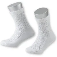 Lusana Trachtensocken Trachtensocken Kinder - AJOUR - weiß