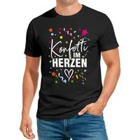 MoonWorks Print-Shirt Herren T-Shirt Fasching Karneval Konfetti im Herzen Kostüm-Ersatz mit Print