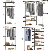 Woltu Kleiderständer, (Set, 4 St), mit Ablagen, Garderobe mit Kleiderstange