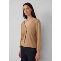 s.Oliver 3/4-Arm-Shirt T-Shirt Meliertes Shirt mit V-Ausschnitt und elastischen Ärmelbündchen