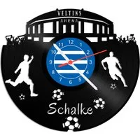 GRAVURZEILE Wanduhr Schallplattenuhr Schalke - 100% Vereinsliebe - Fußball -