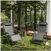 GOTLAND Klappstuhl Stuhl-Set, 180 kg belastbare Klapp-Sonnenliegen mit Getränkehalter (für Terrasse, Camping, Strand, 2 St), mit Getränkehalter, verstellbare Liegestühle