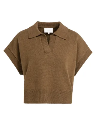 Yaya - Strickpullover mit Polokragen braun - Gr. - 2