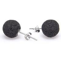 Schmuck Krone Paar Ohrstecker Ohrstecker aus Lava, 10mm, 925 Silber, Silber 925