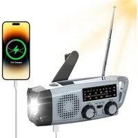 Forrlite Radio, Solar Radio,AM/FM notfallradio, Kurbelradio mit powerbank Radio (7,5 W, Led Taschenlampe, SOS-Alarm, handy ladefunktion, für Camping, Ourdoor)