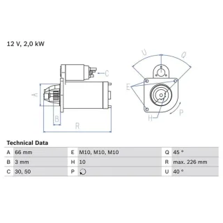Bosch Anlasser 2,0 kW Suzuki Grand 2,0 0986029090
