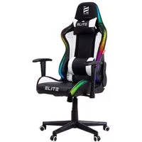 ELITE Gaming Gaming-Stuhl Ergonomischer Bürostuhl Destiny inkl. Rücken- & Nackenkissen (Racingstuhl Drehstuhl mit 2D-Armstützen, verriegelbare Wippmechanik, mechanische Härtegradeinstellung, verstellbare Sitzhöhe, 90° klappbare Rückenlehne, Sicherhei