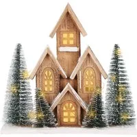 Spetebo Weihnachtsdorf LED Häuserzeile mit Timer 32 x 30 cm warm weiß, mit Timer Funktion