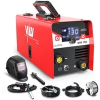VECTOR WELDING Fülldrahtschweißgerät MIG 130 mit Helm, Drahtrolle & Hammerbürste