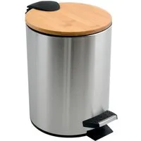 spirella Kosmetikeimer ADONIS, Treteimer mit Softclose-Absenkautomatik, herausnehmbarem Inneneimer, Anti-Fingerprint-Beschichtung, matt satiniert, 3L, silber brushed matt