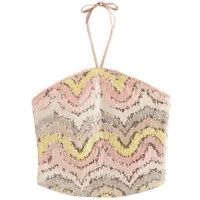 Next Kurzarmbluse Ärmelloses Neckholder-Oberteil mit Pailletten (1-tlg)