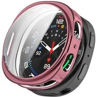 Wigento Smartwatch-Hülle TPU für Samsung Galaxy Watch 9 8 44mm Electroplated Full Cover Pink, Full TPU Schutzhülle, nahtlose Passform