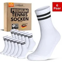 sockenkauf24 Tennissocken Herren Sportsocken Premium Retro Crew Socken mit Komfortbund (6-Paar) verstärkte Ferse & Fußspitze, gepolsterte Sohle, gekämmte Baumwolle