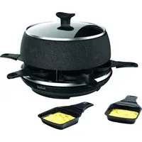 Tefal Raclette und Fondue-Set Cheese 'n Co, 6 Raclettepfännchen, 850 W, für 6 Personen, 6 Raclettepfännchen, 850 W, spülmaschinengeeignet, mit Rezeptbuch, Stein-Optik, RE12C8