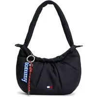 Tommy Jeans Schultertasche TJW ICON CHARMS SHOULDER BAG (Set, Abnehmbarer Schlüsselanhänger), Damen Handtasche, Umhängetasche mit modischen Raffungen