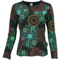 Guru-Shop Longsleeve Besticktes Langarmshirt Hippie chic Retro -.. alternative Bekleidung