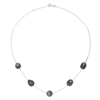 Halskette mit 5 echten Tahiti-Zuchtperlen, eingekreist, 7-8 mm