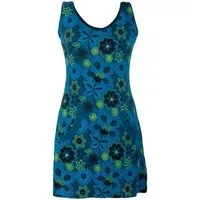Vishes Sommerkleid Ärmelloses Blumenkleid aus Baumwolle bedruckt Hippie, Goa, Elfen Style