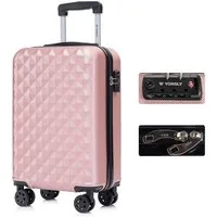 YONSLY Hartschalen-Trolley Hartschalen-Trolley Reisekoffer Kabinenkoffer Rollkoffer aus ABS, 4 Rollen, mit TSA-Schloss, YKK-Reißverschluss und wechselbaren Rollen/Griffen