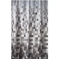 Euroshowers GmbH Duschvorhang Pixelmuster Grau 180 × 200 cm Polyester mit 12 Ringen Breite 180 cm