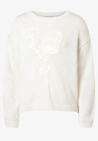 MORE & MORE - Pullover mit Applikation weiß - Gr. - 44