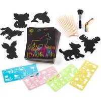 digitCUBE Kreativset Kratzbilder Bastelset, (50-tlg), mit verschiedenen Schablonen und Zubehör