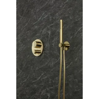 Herzbach LIVING SPA Wannenset ABG Halter 70 30.914400.1.03 rund Stabhandbrause 1500mm PVD Gold