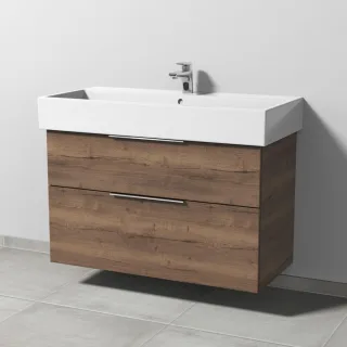 Sanipa 3way Waschtischunterbau zu Duravit Vero Air Waschtisch mit 2 Auszügen, Eiche-Tabak UM43550