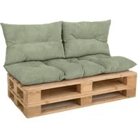 Amilian Palettenkissen Set 3-teilig Palettenauflagen für Europaletten, Balkon, Terrasse, Sitzkissen 120x60 cm + 2x Kissen 40x60 cm