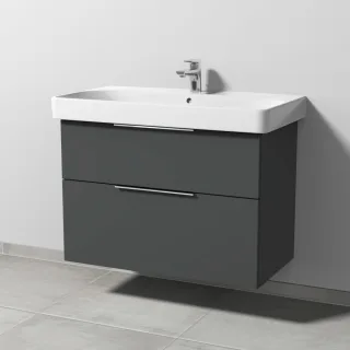 Sanipa 3way Waschtischunterbau zu Geberit Smyle Square Waschtisch mit 2 Auszügen, Anthrazit-Matt UM67122