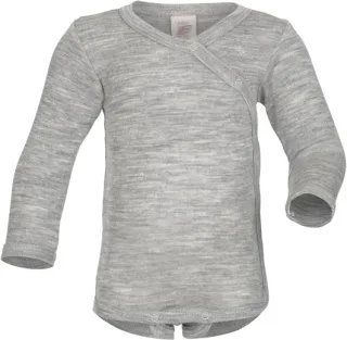 Engel Natur Merino/Seide Langarm Babybody GOTS 62/68 hellgrau