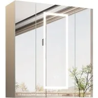 radelldar Spiegelschrank LED Badspiegelschrank mit Stauraum, Hängender Medizinschrank (1-St) mit 3 Lichtfarben & Speicherfunktion, 80 x 80 cm