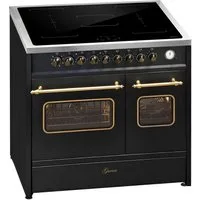 GURARI Induktions-Standherd Retro Elektro Standherd 90 cm, Range Coocker mit FLEX Induktion E 913 DF RU BL., mit 1-fach-Teleskopauszug