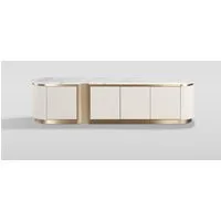 Livin Hill TV-Board Stilig, helle Glanzplatte mit Push-to-Open und Rillenfront