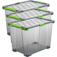 ROTHO Aufbewahrungsbox 3er Set Aufbewahrungsbox mit Deckel 65l EVO Total (Aufbewahrungsset, 3er-Set)