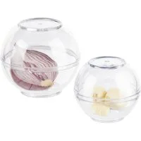 relaxdays Aufbewahrungsbecher Zwiebeldose transparent 2er Set, Kunststoff