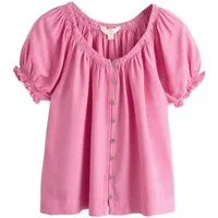 Next Carmenbluse Bardot-Oberteil mit Puffärmeln und Leinenanteil (1-tlg)