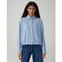 OPUS Langarmbluse FRESA aus BCI Cotton Mix Lockere Passform, ovaler Schnitt, überschnittene Schulter