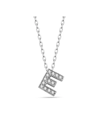 Dkeniz Anhänger mit Kette Buchstabe E 925/- Sterling Silber