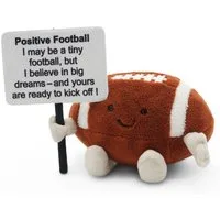 40YARDS Dekokissen American Football Glücksbringer Positive Football Kuscheltier, Weiches Plüschkissen in Football Form – mit Motivationsschild