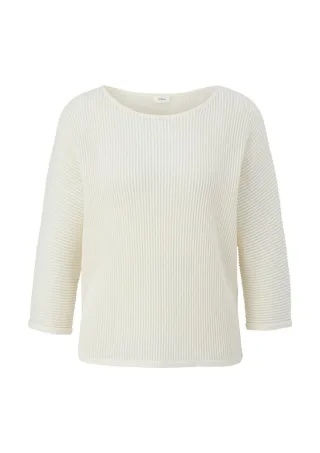 s.Oliver BLACK LABEL - Strickpullover mit Fledermausärmeln weiß - Gr. - 40