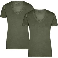 James & Nicholson T-Shirt Doppelpack Tailliertes Damen T-Shirt mit trendiger Spraytechnik JN975 (Doppelpack, 2er-Pack) Trendiges T-Shirt mit V-Ausschnitt