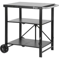 BBQ-Toro Grillablagetisch Grillwagen klappbar 60 x 80 x 82 cm, Schwarz, Servierwagen, Tischwagen, 2 leichtgängige Räder