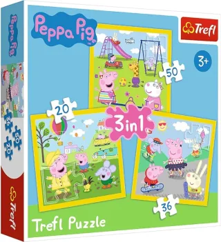 Trefl Puzzle 3 in 1 34849 - Peppa Pig: Fröhlicher Tag [20+36+50 Teile]