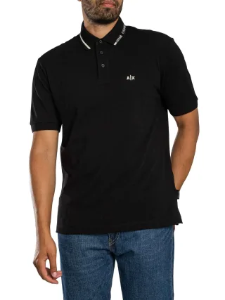 Armani Exchange Poloshirt Mit Kragenverzierung, Schwarz